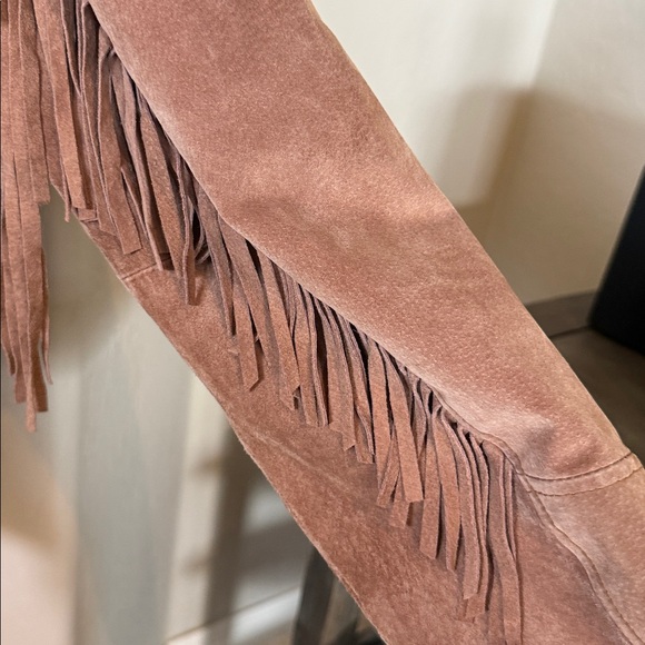 VTG Leather Factory Suede Fringe Jacket Western Cowgirl Boho Rodeo Festival - Picture 7 of 13